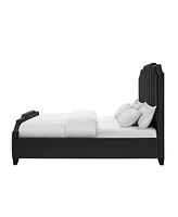 Inspired Home Aizen Velvet Platform Bed Queen
