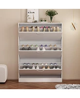 Famapy White Wooden Shoe Storage Cabinet,Simple and Fashion with 3-Drawers