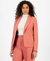 Bar Iii Women's Textured Crepe Single-Button Notched-Collar Blazer, Created for Macy's