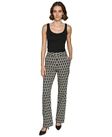 Karl Lagerfeld Paris Women's Monogrammed Straight-Leg Pants