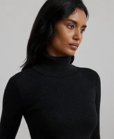 Lauren Ralph Lauren Metallic Ribbed Turtleneck Sweater