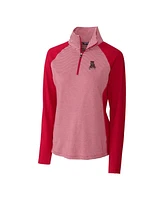 Cutter & Buck Women's Crimson Alabama Tide Forge Tonal Stripe Stretch Half-Zip Pullover Top