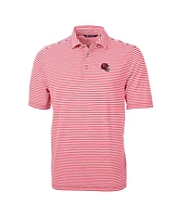 Cutter & Buck Men's Red Kansas City Chiefs Helmet Virtue Eco Pique Stripe Polo