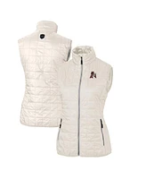 Cutter & Buck Women's Cream Arkansas Razorbacks Vault Rainier PrimaLoft Eco Full-Zip Puffer Vest