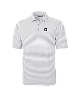 Cutter & Buck Men's Gray Georgetown Hoyas Throwback Logo Virtue Eco Pique Stripe Polo