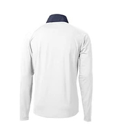 Cutter & Buck Men's White/Navy The Players Adapt Eco Knit Hybrid Half-Zip Pullover Top