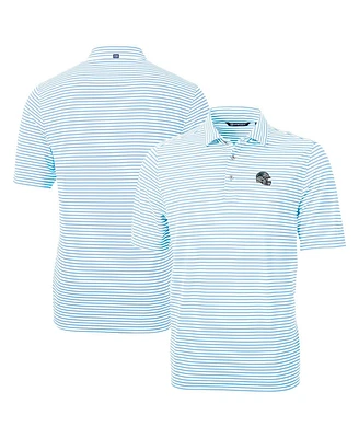 Cutter & Buck Men's Blue Carolina Panthers Helmet Virtue Eco Pique Stripe Polo