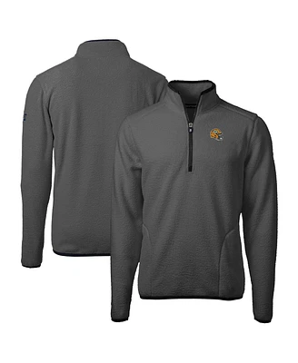 Cutter & Buck Men's Gray/Black Green Bay Packers Helmet Cascade Eco Sherpa Fleece Quarter-Zip Pullover Jacket