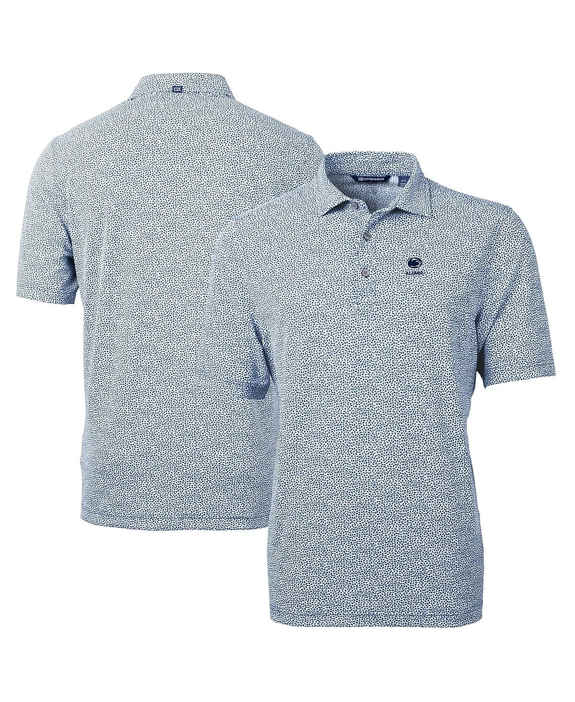 Cutter & Buck Men's Navy Penn State Nittany Lions Alumni Logo DryTec Virtue Eco Pique Botanical Print Polo