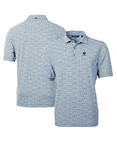 Cutter & Buck Men's Navy Penn State Nittany Lions Alumni Logo DryTec Virtue Eco Pique Botanical Print Polo