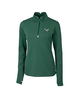 Cutter & Buck Women's Hunter Green Philadelphia Eagles Gridiron Classics Logo DryTec Traverse Stretch Quarter-Zip Pullover Top