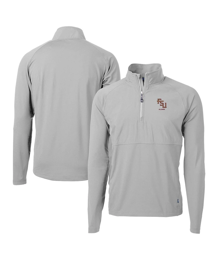 Cutter & Buck Men's Gray Florida State Seminoles Alumni Logo Adapt Eco Knit Hybrid Quarter-Zip Pullover Top