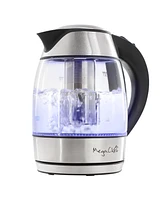 Megachef 1.8Lt. Glass Body and Stainless Steel Electric Tea Kettle with Tea Infuser