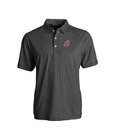 Cutter & Buck Men's Black/White Smu Mustangs Pike Eco Symmetry Print Stretch Polo