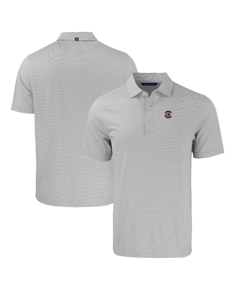 Cutter & Buck Men's Gray/White South Carolina Gamecocks Forge Eco Double Stripe Stretch Polo