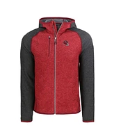 Cutter & Buck Men's Heather Red/Heather Charcoal Kansas City Chiefs Helmet Mainsail Sweater-Knit Full-Zip Hoodie