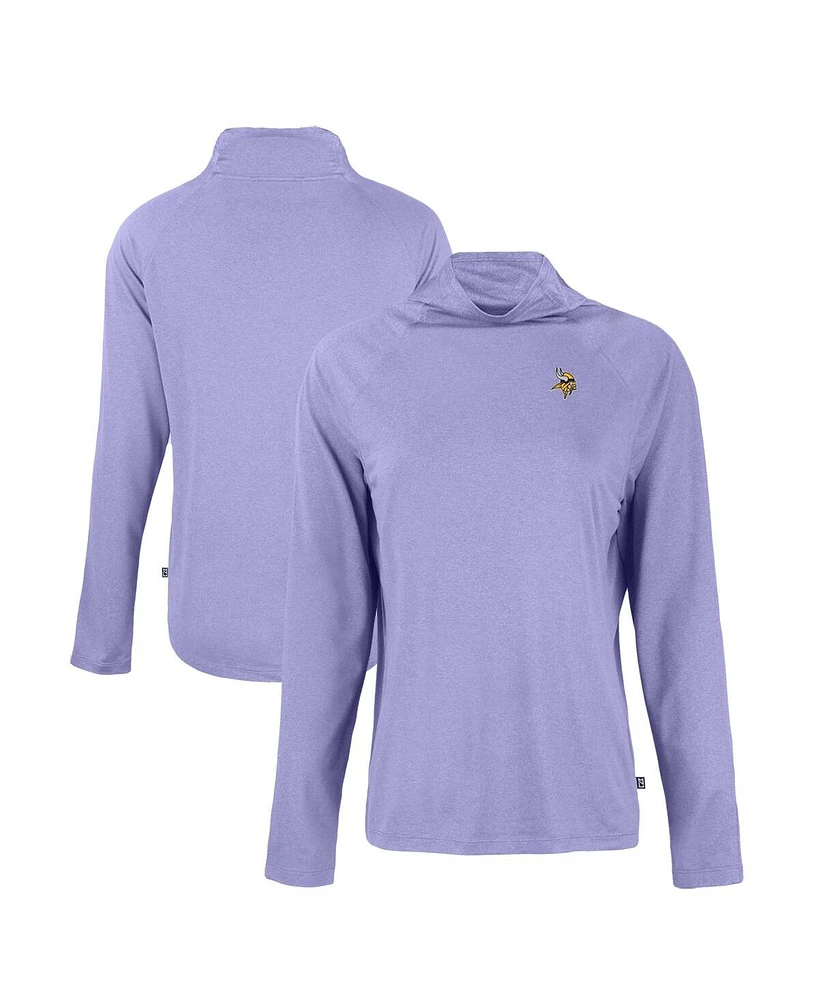 Cutter & Buck Women's Lavender Minnesota Vikings Coastline Epic Comfort Eco Funnel Neck Raglan Pullover Sweatshirt