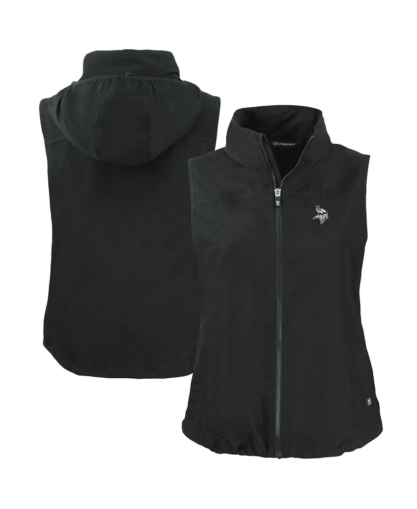 Cutter & Buck Women's Black Minnesota Vikings Charter Eco Full-Zip Hoodie Vest