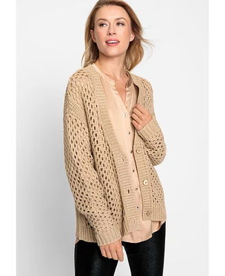 Olsen Women's Lurex Open Knit Cardigan