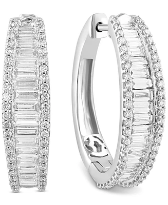 Effy Lab Grown Diamond Baguette & Round Hoop Earrings (2-3/8 ct. t.w.) 14k White or Yellow Gold