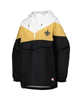 Tommy Hilfiger Women's White/Gold New Orleans Saints Staci Half-Zip Hoodie Windbreaker Jacket