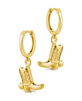 Sterling Forever Loretta Cubic Zirconia Cowboy Boot Micro Hoop Earrings