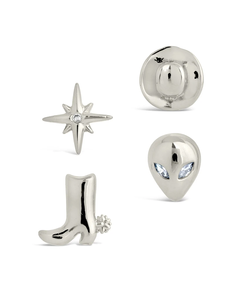 Sterling Forever Space Cowgirl Cubic Zirconia Mismatched Stud Earrings