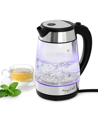 Megachef 1.7 Liter Glass and Stainless Steel Electric Tea Kettle in Silver