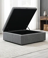 Abbyson Living 35.8" Wood Wren Square Storage Ottoman