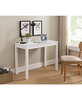 Kings Brand Furniture White Finish Wood Single Drawer Parsons Desk