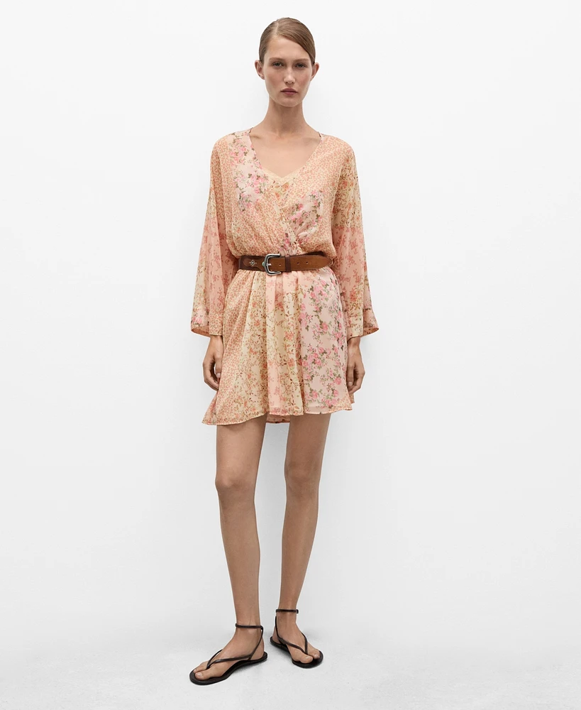 Mango Women's Short Floral-Print Dress