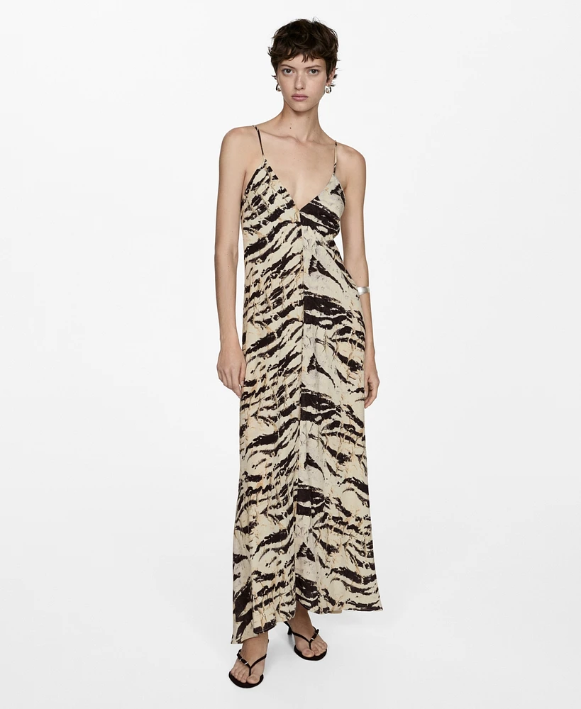 Mango Women's Long Animal-Print Dress