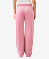 True Religion Women's Crystal Straight Leg Velour Pants