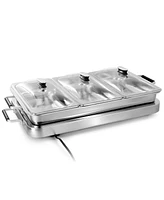 MegaChef 3-in-1 Electric Chaffing Buffet Server and Warming Tray with Triple 2.63 Quart Trays and 8.6 Quart Baking Pan