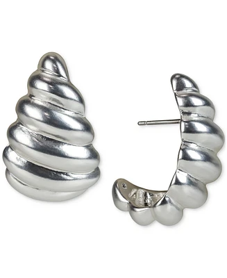 Patricia Nash Silver-Tone Scalloped J-Hoop Earrings