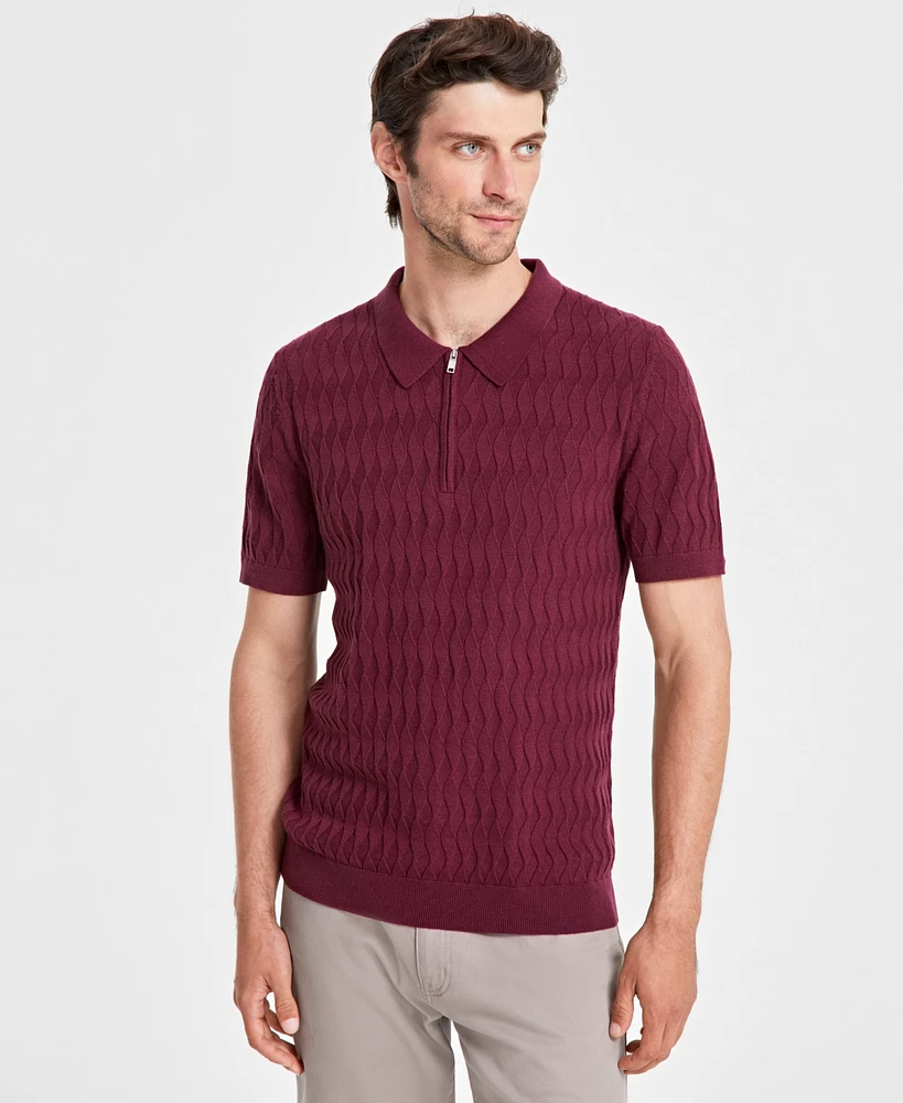 Alfani Men's Textured Polo Sweater, Created for Macy's