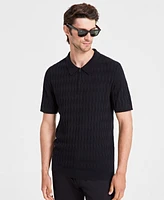 Alfani Men's Textured Polo Sweater, Created for Macy's