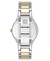 Anne Klein Women's Quartz Everyday Cushion Two-Tone Alloy Metal Bracelet Watch, 32mm - Silver-Tone, Gold