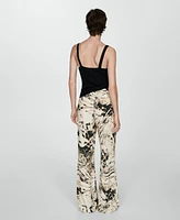 Mango Women's Fluid Animal-Print Pants