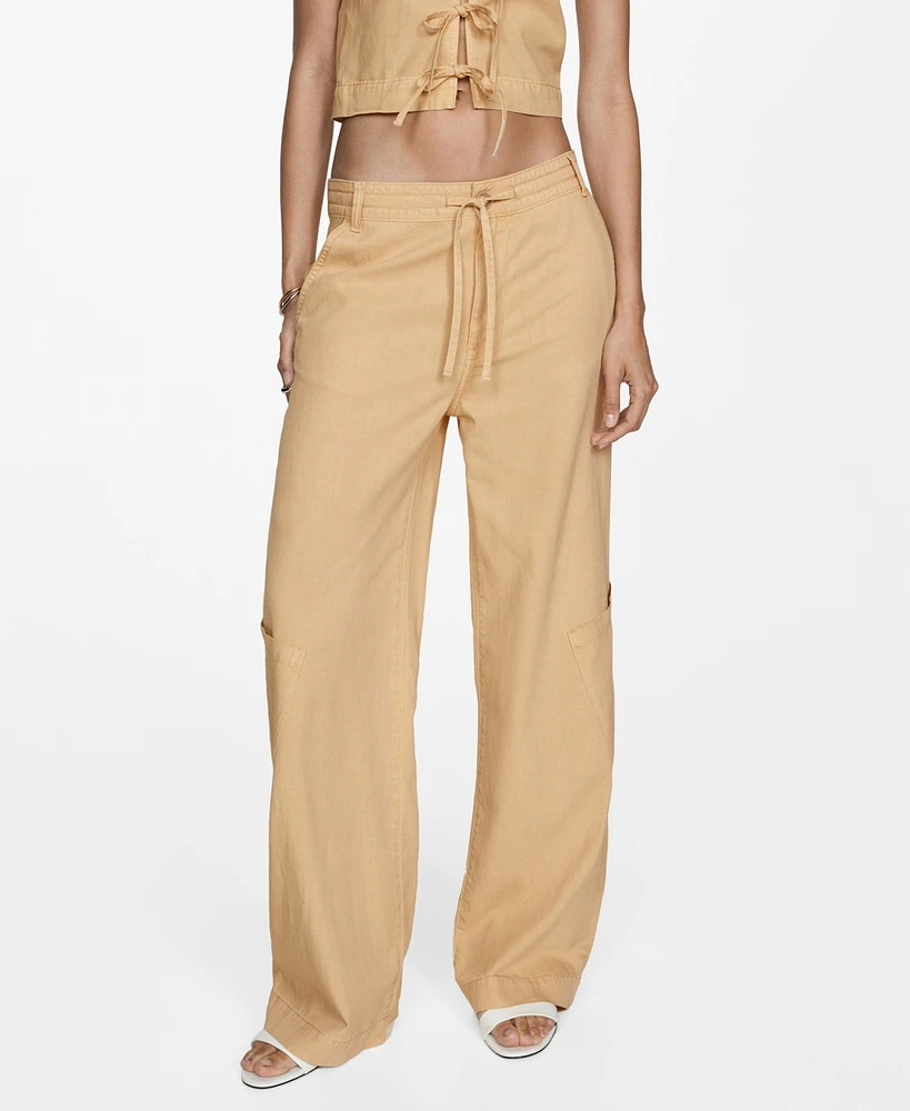 Mango Women's Wide Leg Lyocell Pants