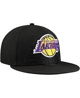 New Era Men's Black Los Angeles Lakers Blackout Shadow Logo 59FIFTY Fitted Hat