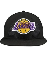 New Era Men's Black Los Angeles Lakers Blackout Shadow Logo 59FIFTY Fitted Hat