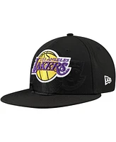 New Era Men's Black Los Angeles Lakers Blackout Shadow Logo 59FIFTY Fitted Hat