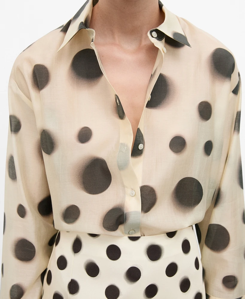 Mango Women's Polka-Dot Lyocell Shirt