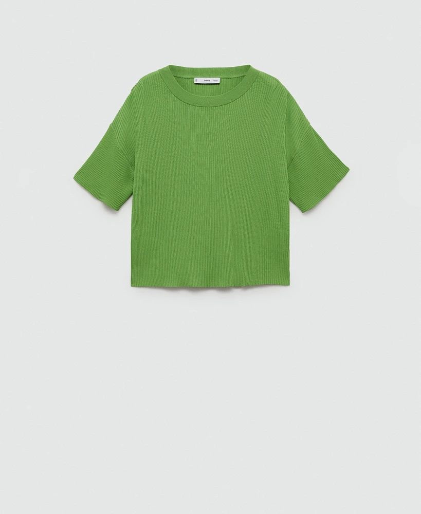 Mango Women's Ribbed Knit T-Shirt