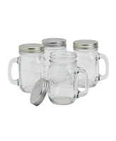 Mason Craft & More 4 Piece Glass Jars with Handles and Lids