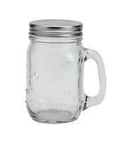 Mason Craft & More 4 Piece Glass Jars with Handles and Lids