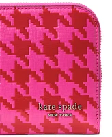 kate spade new york Devin Houndstooth Saffiano Leather Zip Around Continental Wallet