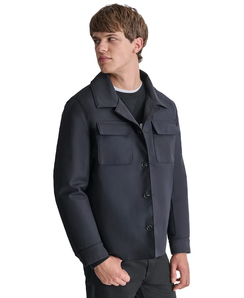 Dkny Men's Button-Front Shirt Jacket with Hooded Bib