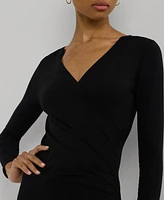 Lauren Ralph Women's Ruched Surplice Jersey Top